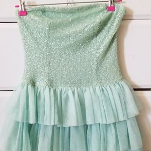 Forever 21 Sequin Tiered Ruffle Strapless Mermaid Dress.